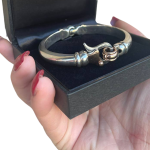 Silver Cuff Bracelet With 9k Gold Combined Clasp