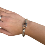 Silver Cuff Bracelet With 9k Gold Combined Clasp