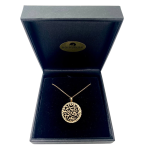 Hebrew Pendant – Cutout 14k Yellow Gold Shema Round Medallion