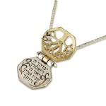 Tree of Life Priestly Blessing Kabbalah Pendant Set in 14K Gold 5 Metals with Emerald