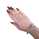 Silver Cuff Bracelet With 9k Gold Combined Clasp
