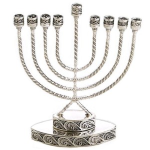 Sterling Silver Filigree Small Hanukkah Menorah