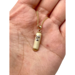 Mezuzah Pendant Embossed Shin 14k Yellow Gold Matte Minimalist