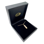 Mezuzah Pendant Embossed Shin 14k Yellow Gold Matte Minimalist