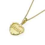 14K Yellow Gold Pendant – Mom Heart Shaped