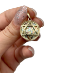 Roman Glass Star of David Large Pendant in 14k Yellow Gold