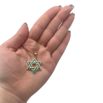Star of David Pendant in 14K Yellow Gold with Israeli Eilat Stone