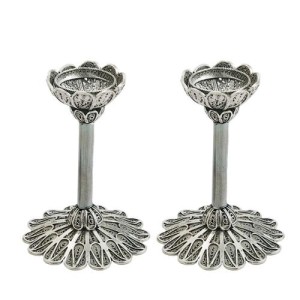 Mini Silver Filigree Candlesticks