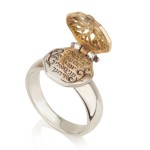 14K Gold and Silver Emerald Tree of Life Priestly Blessing Kabbalah Ring