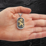 Lion of Judah on Jerusalem Stone Pendant Necklace with Hebrew Nano Bible