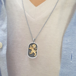 Lion of Judah on Jerusalem Stone Pendant Necklace with Hebrew Nano Bible