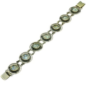 Sterling Silver Filigree Roman Glass Bracelet