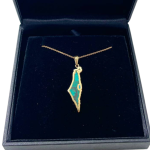 Map of Israel Pendant with Eilat Stone in 14K Gold