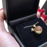 Garnet Pomegranate Pendant in 14k Yellow Gold