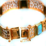 Israeli Designer Bracelet in 14k Rose and White Gold Opal Bracelet