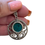 Eilat stone jewellery – Round Yemenite Style Eilat Stone Silver Necklace