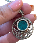 Eilat stone jewellery – Round Yemenite Style Eilat Stone Silver Necklace