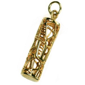 Mezuzah Pendant in 14k Gold Wired Styling