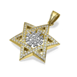 Star of David with Jerusalem Cross Pendant in 14K Gold