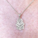 14k Gold Hamsa Filigree Pendant