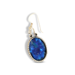 Silver Roman Glass Oval Earrings