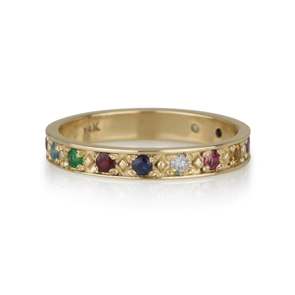 Kabbalah Ring with 12 Hoshen Gems – 14K Yellow Gold