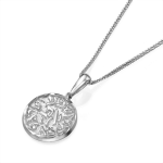 Shema Yisrael necklace – 14K Gold Round Pendant with Diamond Cut Border