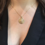 Domed Shema Israel Pendant 14K Yellow Gold Medium Size