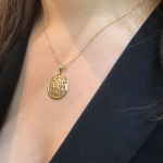 Domed Shema Israel Pendant 14K Yellow Gold Medium Size