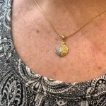 Pomegranate Pendant with Jerusalem Relief in 14K Gold & Diamonds