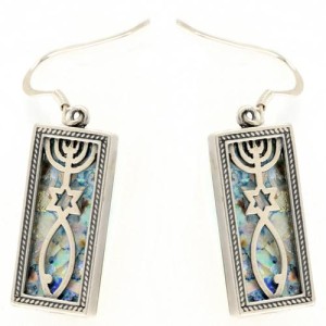 Grafted-In Roman Glass Rectangle Earrings
