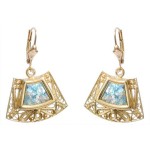 14k Gold Roman Glass Trapezoid Earrings
