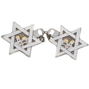 Jerusalem Star of David Silver Tallit Clips