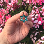 Star of David Pendant in 14K Yellow Gold with Israeli Eilat Stone