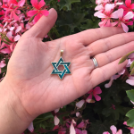 Star of David Pendant in 14K Yellow Gold with Israeli Eilat Stone