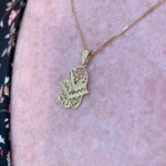 14k Gold Hamsa Filigree Pendant
