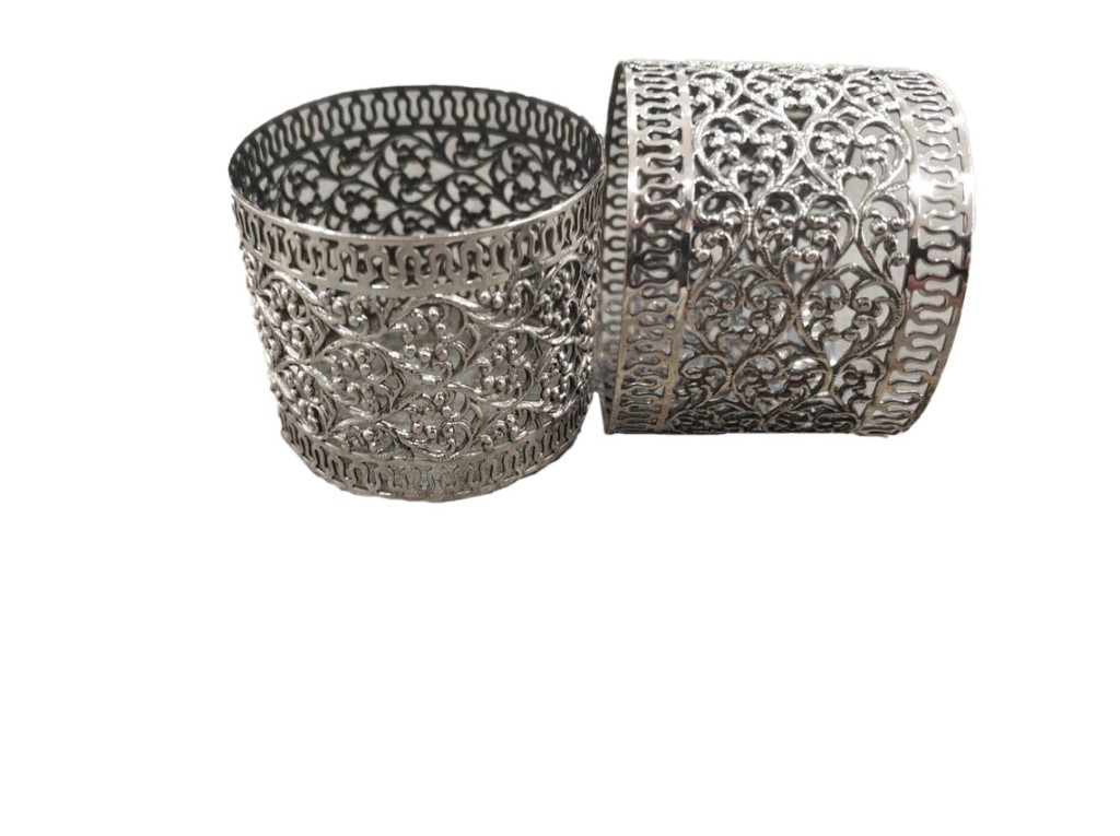 Personalized Silver Napkin Rings with Filigree