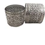 Personalized Silver Napkin Rings with Filigree