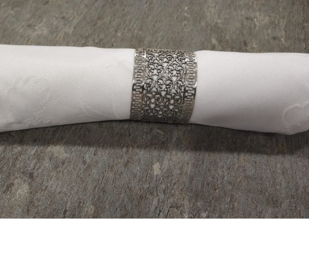 Personalized Silver Napkin Rings with Filigree