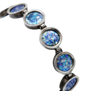 Sterling Silver Roman Glass Coin Bracelet