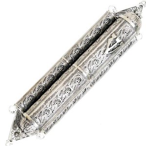 Sterling Silver Filigree Scroll Mezuzah Case