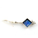 Silver Roman Glass Diamond-Shaped Earrings
