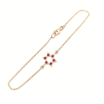 Star of David with Pink Rubies 14K Gold Charm Bracelet