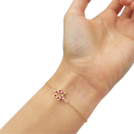Star of David with Pink Rubies 14K Gold Charm Bracelet