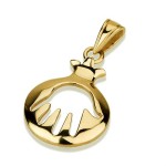 14K Gold Pomegranate Cutout Hamsa Pendant