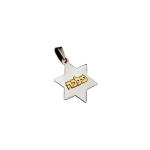 Silver and Gold Star of David Name Pendant