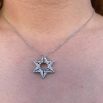 14k Gold Diamond Expandable Star of David Butterfly Necklace
