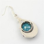 Sterling Silver Floral Garnet Roman Glass Earrings