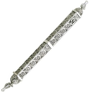 Sterling Silver Triangular Filigree Mezuzah Case