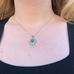 14k Gold Crystal Eye Hamsa Pendant